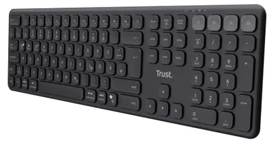 Produktbild von Trust Vaiya Kabellose Tastatur für mehrere Geräte - Schwarz, Volle Größe (100%), Kabellos, RF Wireless + Bluetooth, QWERTZ, Schwarz