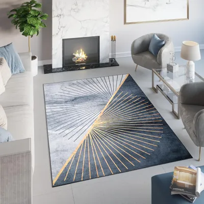 Immagine prodotto di Tappeto Tapiso TOSCANA Moderno Grigio Oro Soggiorno OEKO-TEX 140 x 200 cm