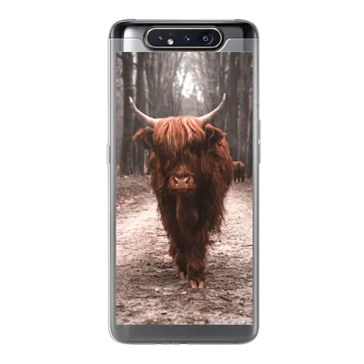 Produktbild von MuchoWow® Handyhülle Schutzhülle Hülle für Samsung Galaxy A80 Schottischer Hochländer - Wald - Kuh - Tiere - Natur Silikon Softcase Handy Hülle - Schutzdeckel