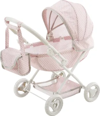 Produktbild von Teamson Kids Polka Dot Princess Puppenwagen Kinderwagen, für Babypuppen, Pink
