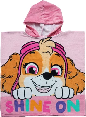 Produktbild von Paw Patrol - Badeponcho für Mädchen Handtuch Kinder Badetuch mit Kapuze 100% Baumwolle 50 x 100 cm Rosa