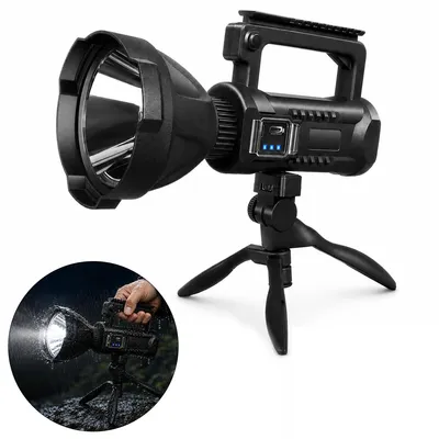 Produktbild von Wiederaufladbarer Suchscheinwerfer, superheller LED-Taschenlampe, wasserdichter Handscheinwerfer, für Camping, Bootfahren, Wandern, Notfälle