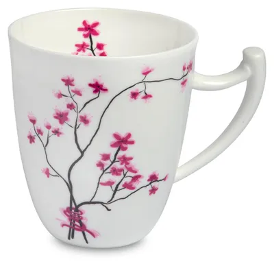 Produktbild von Becher, Tasse CHERRY BLOSSOM Kirschblüten für 400ml weiß rosa Porzellan TeaLogic