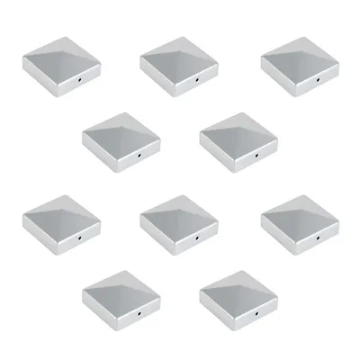 Produktbild von 10x Pfostenkappe Zaunpfahl Abdeckung Pfostenkappe Pyramide Abdeckkappe 91x91mm Silber