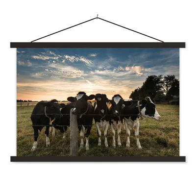 Produktbild von MuchoWow® Textilposter Tiere - Kuh 120x80 cm mit schwarzem Rahmen - Wanddeko