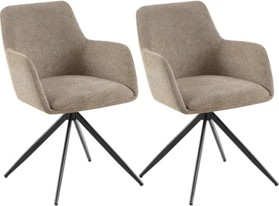 Produktbild von CLP 2er Set Esszimmerstuhl Olema Stoff 180° schwenkbar mit Rückenlehne gepolstert taupe