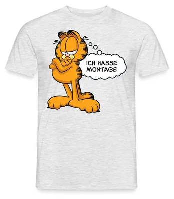 Produktbild von Spreadshirt Garfield Ich Hasse Montage Lustiger Spruch Männer T-Shirt, XXL, Grau meliert