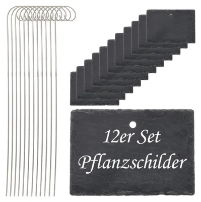 12 Pflanzenstecker aus Schiefer & Edelstahl, 10x40x4,5 cm