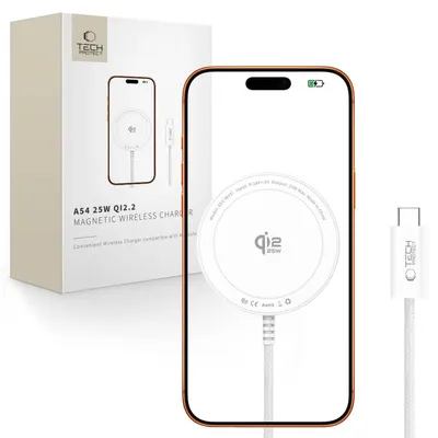 Obrázok produktu pre TECH-PROTECT A54 MAGNETICKÁ MAGSAFE BEZDRÔTOVÁ NABÍJAČKA 25 W Qi2.2, biela