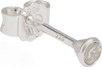 Produktbild von Einzel 925er Silber Ohrstecker Ohrringe Cubic Zirkon Weiß Ohrstecker 3,0mm
