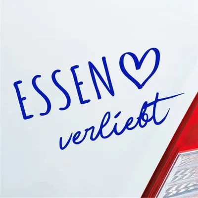 Produktbild von Auto Aufkleber Essen verliebt Herz Stadt Heimat Liebe Car 19x10 cm Dunkelblau Sticker Heckscheibenaufkleber