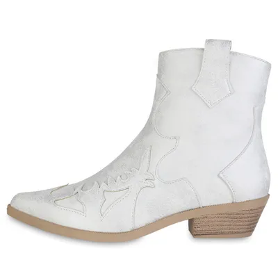 Produktbild von VAN HILL Damen Cowboy Boots Stiefeletten Spitze Schuhe 840901, Farbe: Silber, Größe: 38