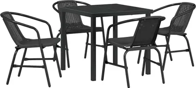 Image de Ensemble de salle à manger pour jardin 5 pcs Noir