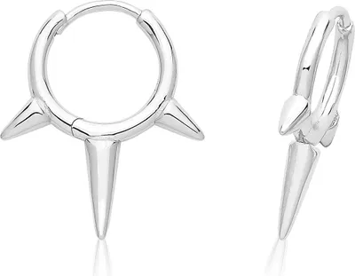 Produktbild von Modische 925 Sterling Silber (Rhodiniert) Damen - Spike Ohrringe - 2mm; TRS33328