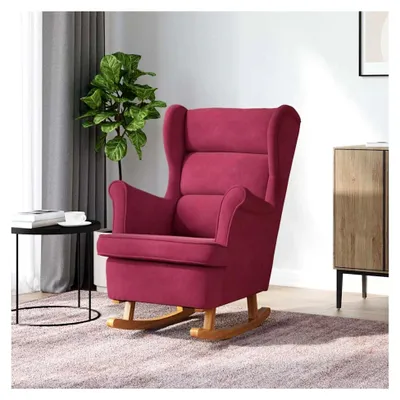 Produktbild von Samt-Schaukelstuhl Weinrot, 74x90x102 cm, Wohnzimmer