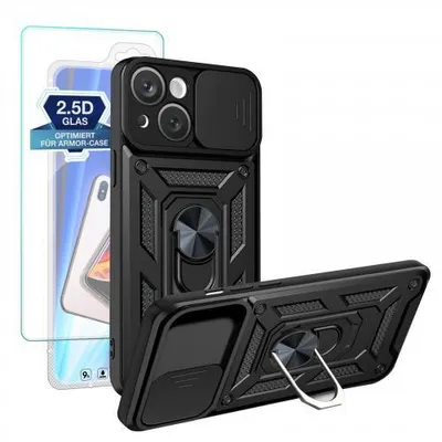 Produktbild von Armor Hülle Camera Protect für Apple iPhone 15 Serie (Glasvariante) - Farbe: Schwarz - Modellkompatibilität: Für Apple iPhone 15 - Displayglas: Mit 9H Displayglas