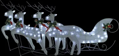 Zdjęcie produktu dla vidaXL Renifer z saniami Świąteczna dekoracja 100LEDs Outdoor White