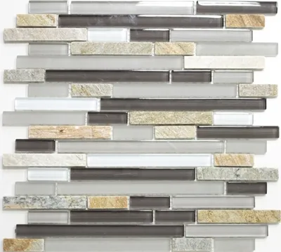 Produktbild von Mosani MOS86-0202_f, Mosaik, Glas, Stein, Grau, Braun, Indoor, Rechteck, 300 mm