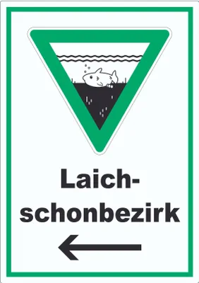 Produktbild von Laichschonbezirk Richtungspfeil links Aufkleber A9 (37x52mm)