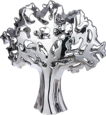 Produktbild von Gilde Dekoobjekt, Baum, "Alive", Keramik, silberfarben, VE 2, L. 9 cm, B. 30 cm, H. 31.5 cm 47487 4063387474877