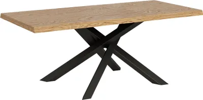 Produktbild von Ausziehbarer Tisch 90x180/280 cm Versalux entrindete Eiche mit anthrazitfarbenen Beinen