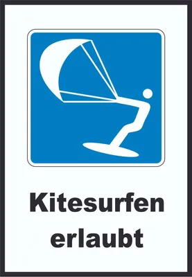 Produktbild von Kitesurfen erlaubt Symbol und Text A1 Rückseite selbstklebend
