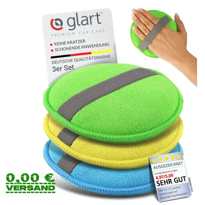 Immagine prodotto di Glart 43PP Set da 3 spugne in microfibra per lucidatura auto, per cere e lucidanti