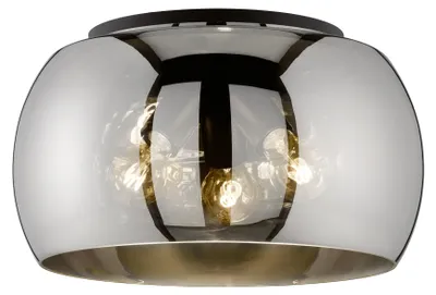 Produktbild von Deckenleuchte - Ø 40 cm - 3-flammig - Rauchfarben - Sandschwarz - Glas - Metall
