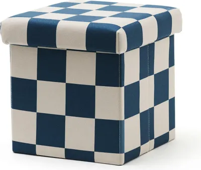 Produktbild von Kids Concept Sitzwürfel mit Stauraum Karo blau - 30x31x30 cm Kinder