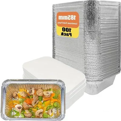 Image de 100 barquettes en aluminium pour barbecue - 700 ml
