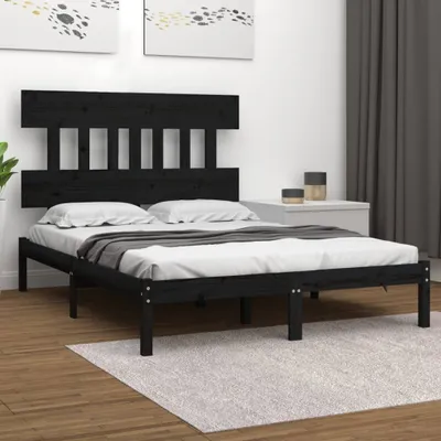 Produktbild von The Living Store Massivholzbett Schwarz 200x200 cm