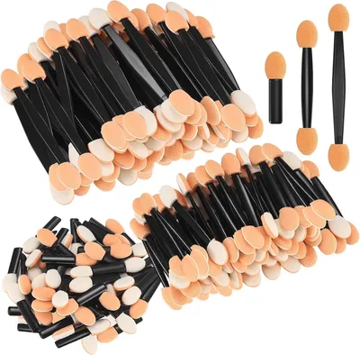 Produktbild von 150 doppelseitige Lidschattenapplikatoren, 3 Längen, schwarz, für Damen-Make-up, intensive Anwendung