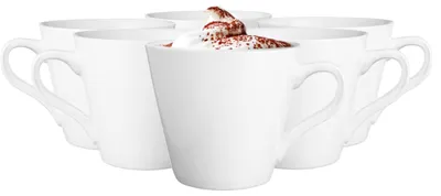 6-teiliges Kaffeetassen-Set aus Keramik, 230 ml, Weiß