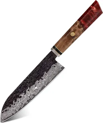 Obrázek produktu pro Damaškový kuchyňský nůž AI-37354 - Santoku/Červená KP37354