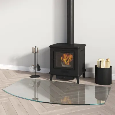 Immagine prodotto di Protezione trasparente in vetro per camini, piastra trasparente rettangolare per stufe, dimensioni 100x60 cm