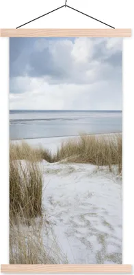 Produktbild von MuchoWow® Textilposter Nordsee - Dünen - Wasser 60x120 cm mit holzfarbenen Rahmen - Holz