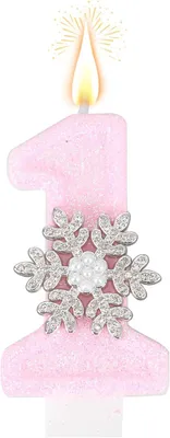 Image de Bougie d'anniversaire "Flocon de neige rose" pour filles