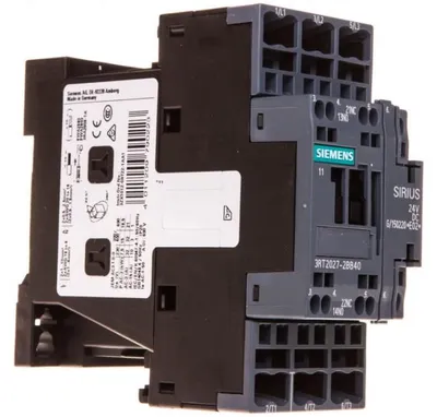 Productafbeelding van Siemens 3RT20272BB40, 3RT2027-2BB40, contactor AC-3, 15kW/400V, 1S+1Ö, 24VDC, 3-polig, S0