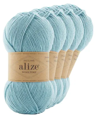 5 x 100g Sockenwolle Alize Wooltime 75% Wolle OEKO-Tex 100 Strickgarn Häkelgarn Farbwahl 522 hellblau