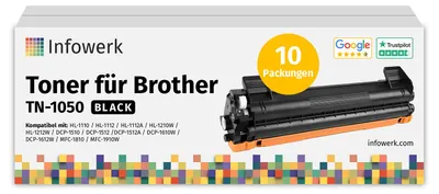 Immagine prodotto di NUOVO: Infowerk Toner per Brother TN1050, compatibile con Brother DCP 1510, HL 1110, MFC 1810 e altri, 10 pezzi