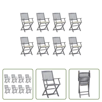 Produktbild von The Living Store Klappbare Gartenstühle 8 Stk. mit Kissen Massivholz Akazie