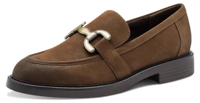 Obrázok produktu pre MARCO TOZZI Dámske papuče s mäkkou vnútornou podšívkou, elegantné, hnedé (zamatová koža)