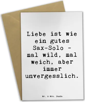Produktbild von Mr. & Mrs. Panda babykarte Spruch Saxophon Liebe - Weiß - Geschenk, osterkarten, weihnachtskarten, dankeskarten, Grußkarten, Musiker, Instrument, hochzeitskarten, Blues