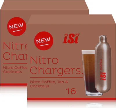 Produktbild von iSi Nitrokapseln/Nitro Chargers 16 Kapseln für Kaffee, Tee, Cocktails (2er Pack)