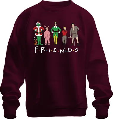 Zdjęcie produktu dla Friends Christmas Movies Cartoon - świąteczny sweter uni , bordowy, XXL