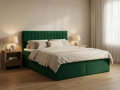 Produktbild von Boxspringbett REGEN 140x200 Grün Plüsch