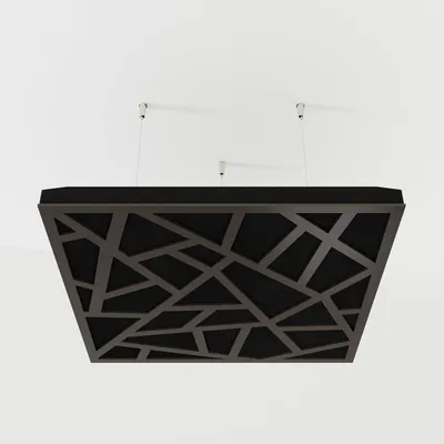 Produktbild von 2er-Pack – Abgehängtes Decken-Akustikpaneel mit Samtstoff und Befestigungsset|50x50x5cm|Schallabsorption und Diffusion|[SKYROSS -Wenge|Schwarz]