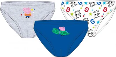 Produktbild von 3er Pack Slips Peppa Pig "Smile", 100% Baumwolle, grau, blau, weiß 92/98
