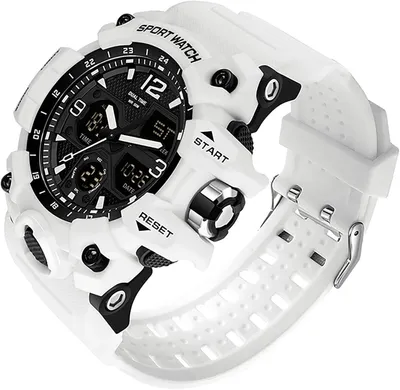 Produktbild von Militär Herren Armbanduhr Analog Digital Sportuhr mit Stoppuhr, Alarm, LED, 2 Zeitzonen, 5ATM Wasserdicht, Laufuhr mit Harzband für Outdoor & Alltag