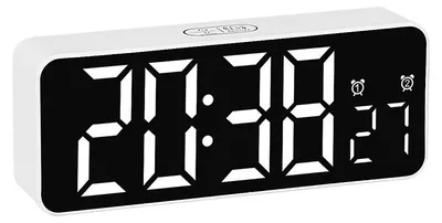 Produktbild von Wecker Digital mit großem LED-Display, Doppelalarm, Schlummerfunktion, Sprachsteuerung, Einstellbarer Helligkeit und Lautstärke, Weiß